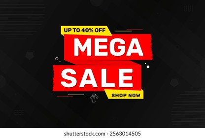 Mega sale banner. Special offer promo design. Modern sale poster. Mega sale banner template design for web or social media, sale banner .composition with flat abstract background template.