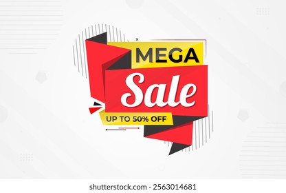 Mega sale banner. Special offer promo design. Modern sale poster. Mega sale banner template design for web or social media, sale banner .composition with flat abstract background template.