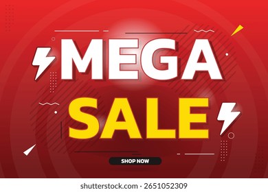 Méga bannière de vente. Offre spéciale méga vente bannière promotion template design. Affiche de présentation abstraite de promotion à prix réduit. Méga illustration vectorielle de vente.