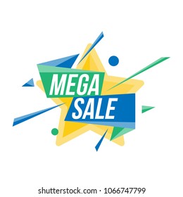 Mega Sale Banner template for design advertising and poster on light background with shadow. Flat vector illustration EPS 10.