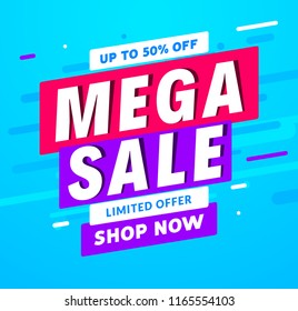 Mega Sale banner template design. Big sale special offer promotion discount for business.
