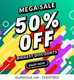 Mega Sale banner template design. Big sale special offer promotion discount for business.