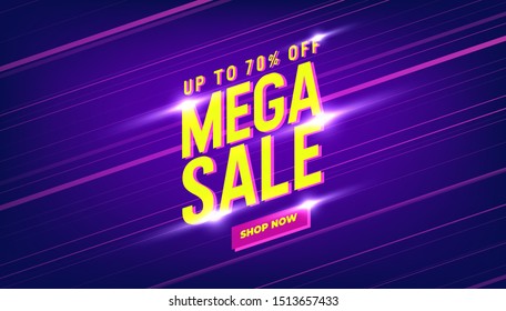 Mega Sale banner template design. Big sale special offer promotion discount banner.