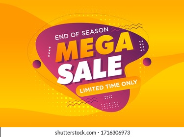 Mega sale banner template design, Big deal special offer end of season  vector illustration. for offline online shop promotion discount sign