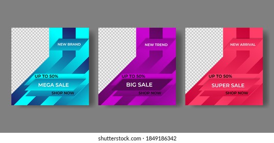 mega sale banner template design square shape for social media post, sales promotion, advertising and branding
