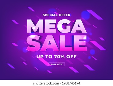 Mega sale banner template design, Big sale special offer online shopping banner.