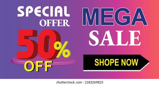 Mega sale banner template design for web or social media
