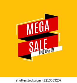 Mega sale banner template design for web or social media, ribbon element