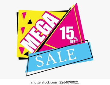 Mega sale banner template design  Sale special 15% off.