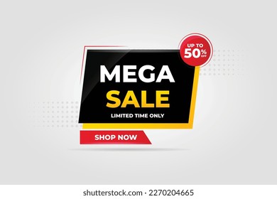 Mega Sale banner template design with colorful gradient,