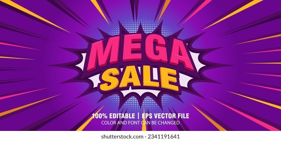 Mega-Sale-Banner-Design für Web- oder soziale Medien auf blauem und violettem Hintergrund