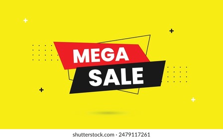 Mega Sale banner template design with a vibrant yellow background for eye catching promotions