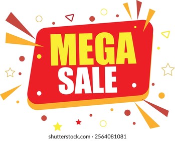 Mega Sale banner template design. Banner sale tag. Special offer symbol.  Mega Sale banner design for web or social media.