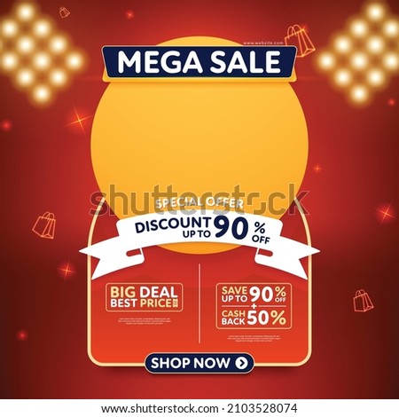 Mega sale banner template design for web or social media.