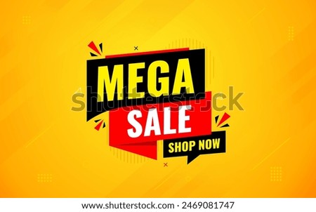 Mega sale banner template design for web or social media, Modern sale poster. discount sale banner composition with flat abstract background template vector Illustration.