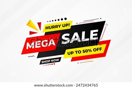 Mega sale banner template design for web or social media, Modern sale poster. discount sale banner composition with flat abstract background template vector Illustration.