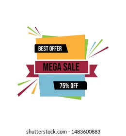 Mega sale banner template Discount up to 75 vector image. Discount sale banner business shop logo banner vector