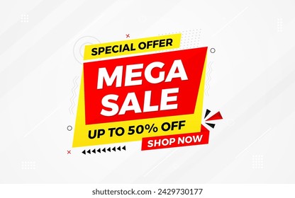 Mega sale banner template. Special offer discount background. Mega sale banner template design for web or social media, Sale special offer. abstract vector design.