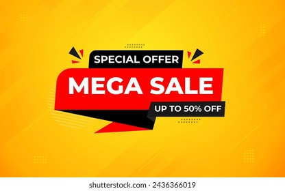 Mega sale banner template. Special offer discount background. Mega sale banner template design for web or social media, Sale special offer. abstract vector design.
