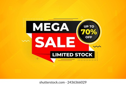 Mega sale banner template. Special offer discount background. Mega sale banner template design for web or social media, Sale special offer. abstract vector design.