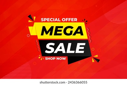 Mega sale banner template. Special offer discount background. Mega sale banner template design for web or social media, Sale special offer. abstract vector design.