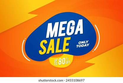 Mega sale banner template. special offer. orange background