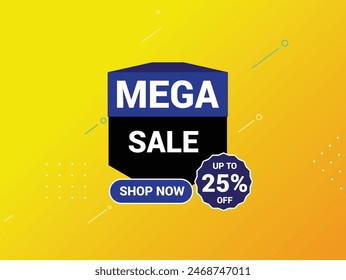 Mega Sale Banner Template, Special Offer Banner Design, Editable Text And Vector Illustration.