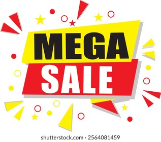 Mega sale banner template. Special offer discount background. Mega sale banner template design for web or social media, Offer sign with White background. Vector illustration