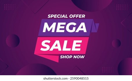 Mega sale banner template. Special offer discount background. Mega sale banner template design for web or social media, Sale special offer. abstract vector design.