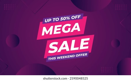 Mega sale banner template. Special offer discount background. Mega sale banner template design for web or social media, Sale special offer. abstract vector design.
