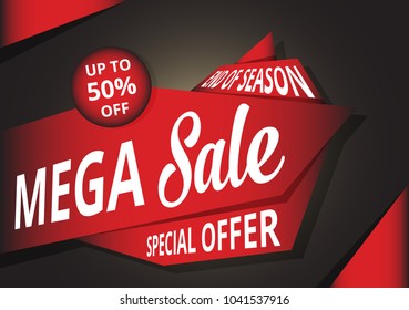 Mega Sale Banner template. Vector illustration.