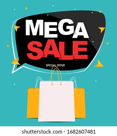 Mega Sale Banner Template. Vector Illustration EPS10