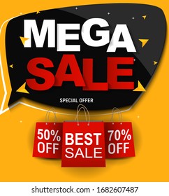 Mega Sale Banner Template. Vector Illustration EPS10