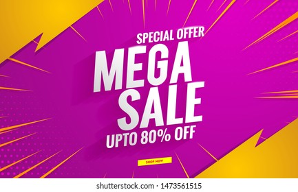 Mega sale banner template.Vector background