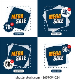 Mega Sale Banner Vector design up to 70%, 60%, 50% and 40%. Vector Design