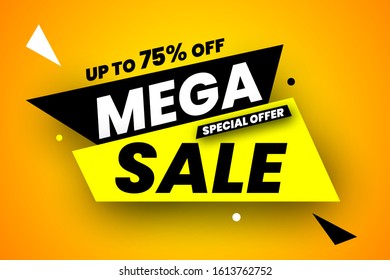 Mega sale banner. Vector illustration.