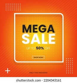 Mega sale banner vector illustration. template design of special offer discount for media promotion and social media post