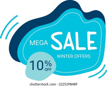 Mega sale banner, winter sale, special offer, discount up to 10%. Vector illustration