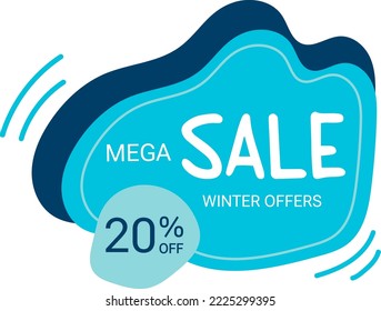 Mega sale banner, winter sale, special offer, discount up to 20%. Vector illustration