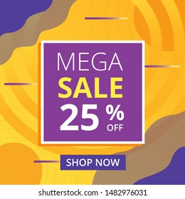 Mega sale banner with yellow background