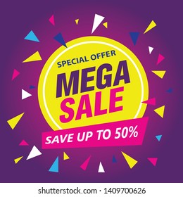 Mega sale banner.Special offer.Vector illustration.
