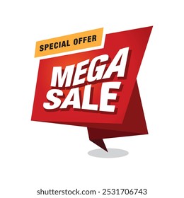 Mega Sale Big Sale banner header 3D looking illustration Special offer Discount Pop up super offer Illustration for marketing and social media hot deal, super sale offer