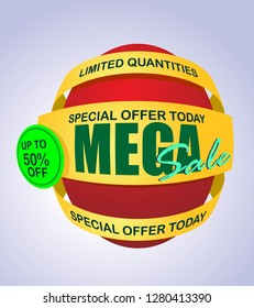 Mega Sale and big sale Banner and Poster. 50% off. Promotion Banner and Poster 