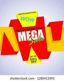 Mega Sale and big sale Banner and Poster. 50% off. Promotion Banner and Poster 