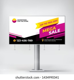 Mega Sale, Billboard Template, Cool Modern Design, Stylish Banner For Outdoor Advertising 
