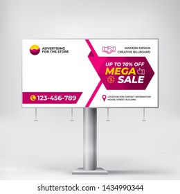 Mega Sale, Billboard Template, Cool Modern Design, Stylish Banner For Outdoor Advertising 
