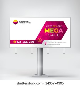 Mega Sale, Billboard Template, Cool Graphic Style, Modern Banner For Outdoor Advertising 
