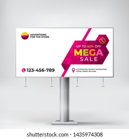 Mega Sale, Billboard Template, Cool Graphic Style, Modern Banner For Outdoor Advertising 
