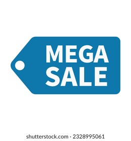 Mega Sale In Blue Color Hanging Tag Shape For Advertising Sale
