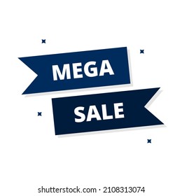 Etiqueta plana azul de la venta Mega